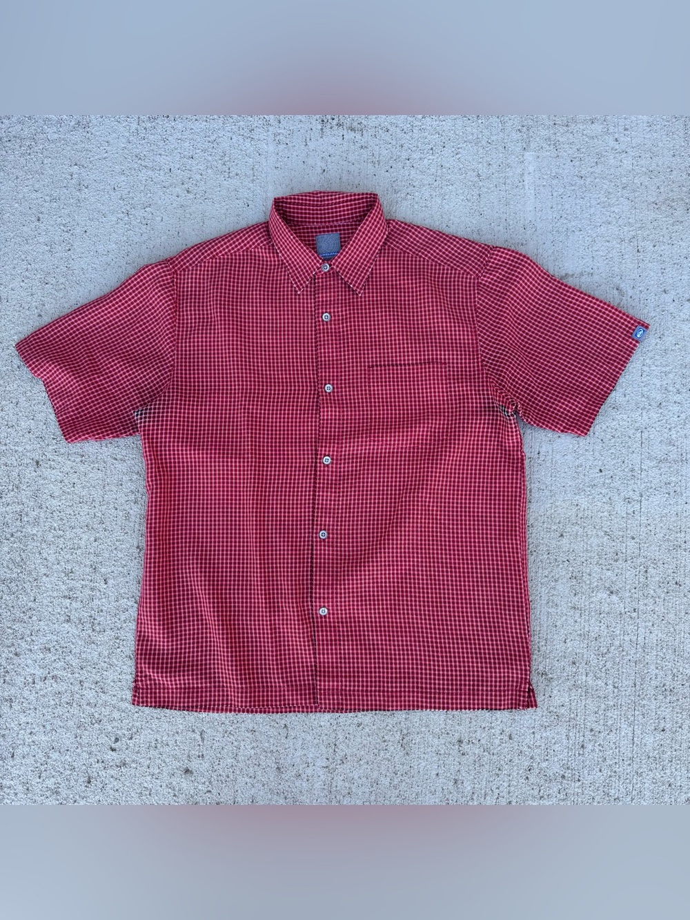 Quiksilver Shirt Adult Red White Plaid Button Down Short Sleeve Pocket Men Sz M